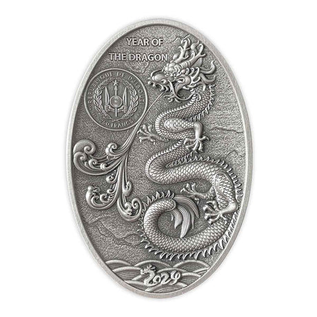 3D Dragon Egg 2024 250Fr 5oz Silver Antique Coin
