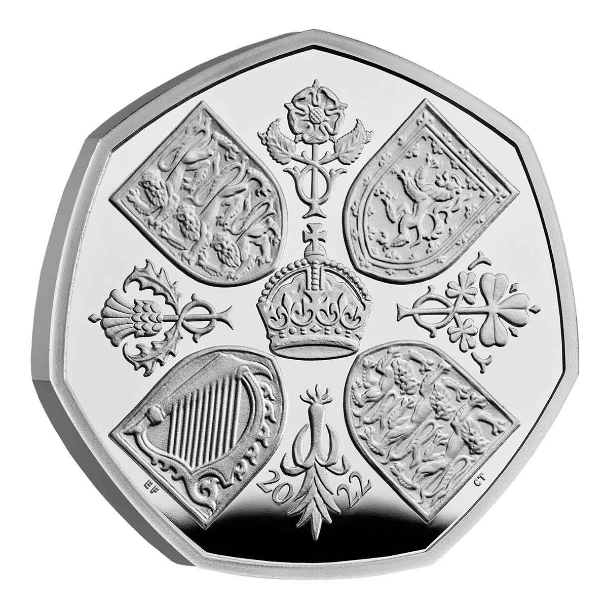 King Charles III 2022 50p Queen Elizabeth II Tribute Silver Proof Piedfort Coin