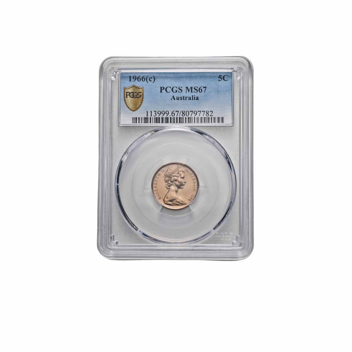 Australia 1966 5c Canberra & London Coin Pair PCGS MS67 (Gem Uncirculated)