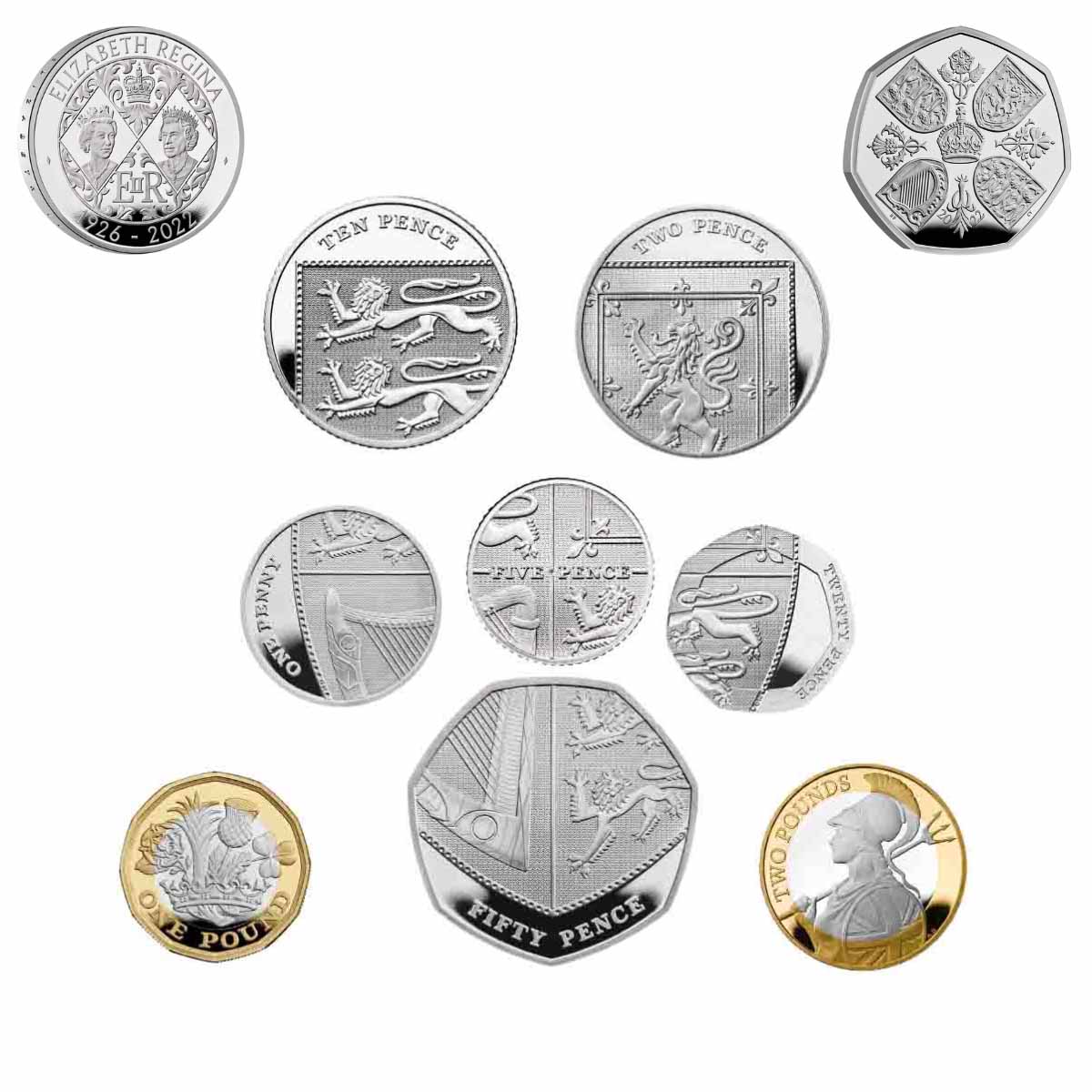 Queen Elizabeth Memorial II 2022 Silver Proof 10-Coin Set