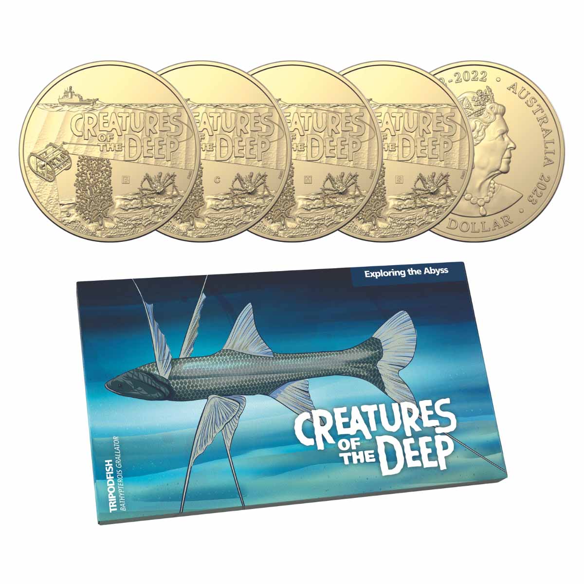 Creatures of the Deep 2023 $1 Mintmark & Privymark Al-Br Uncirculated 4-Coin Set