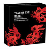 Year of the Rabbit Rotating Charm 2023 $1 1oz Silver Antiqued Coin
