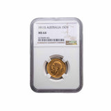 George V 1911S Gold Sovereign NGC MS64 (Choice Uncirculated)