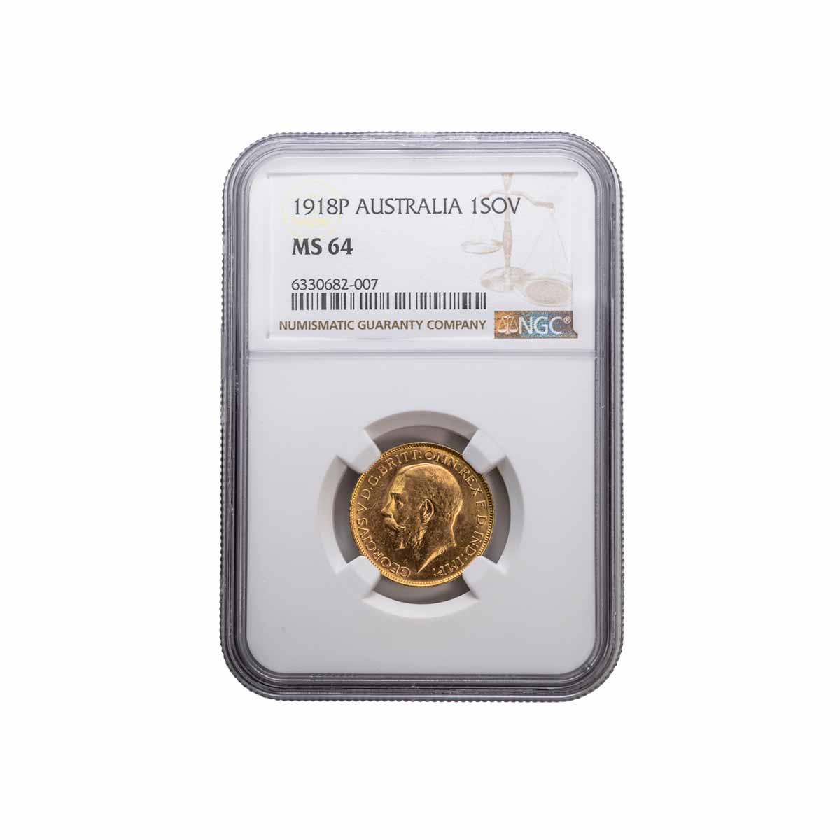 George V 1918P Gold Sovereign NGC MS64 (Choice Uncirculated)