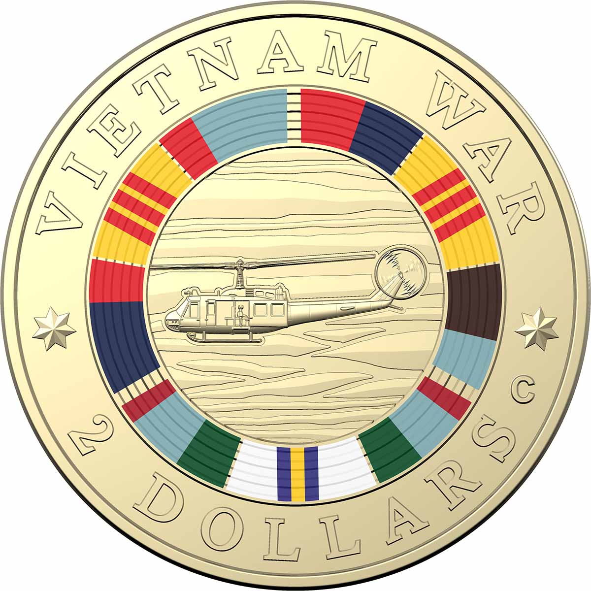 Australia Vietnam War 50th Anniversary 2023 $2 C Mintmark Colour Aluminium-Bronze Uncirculated Coin