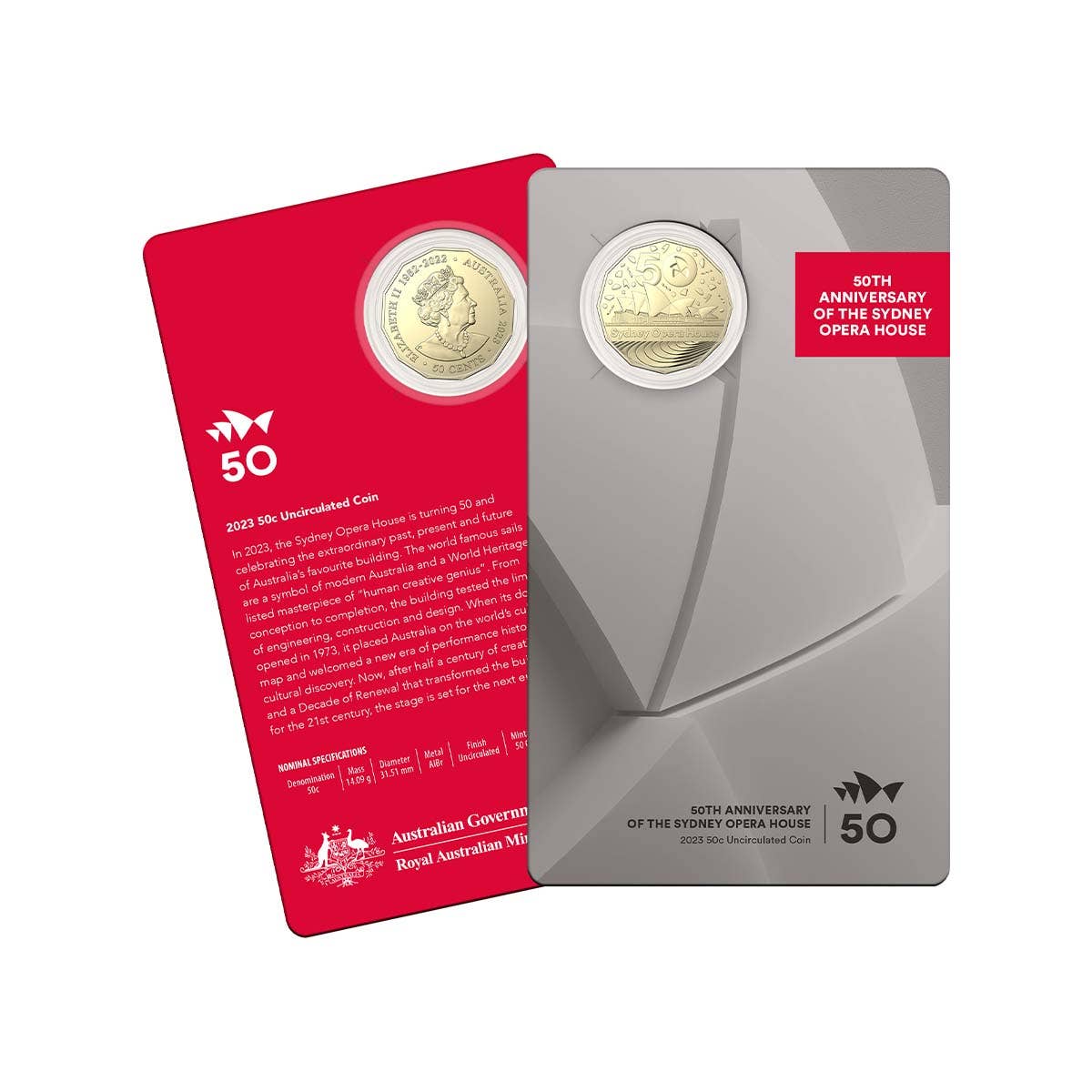 Australia Sydney Opera House 50th Anniversary 2023 50c Uncirculated Coin