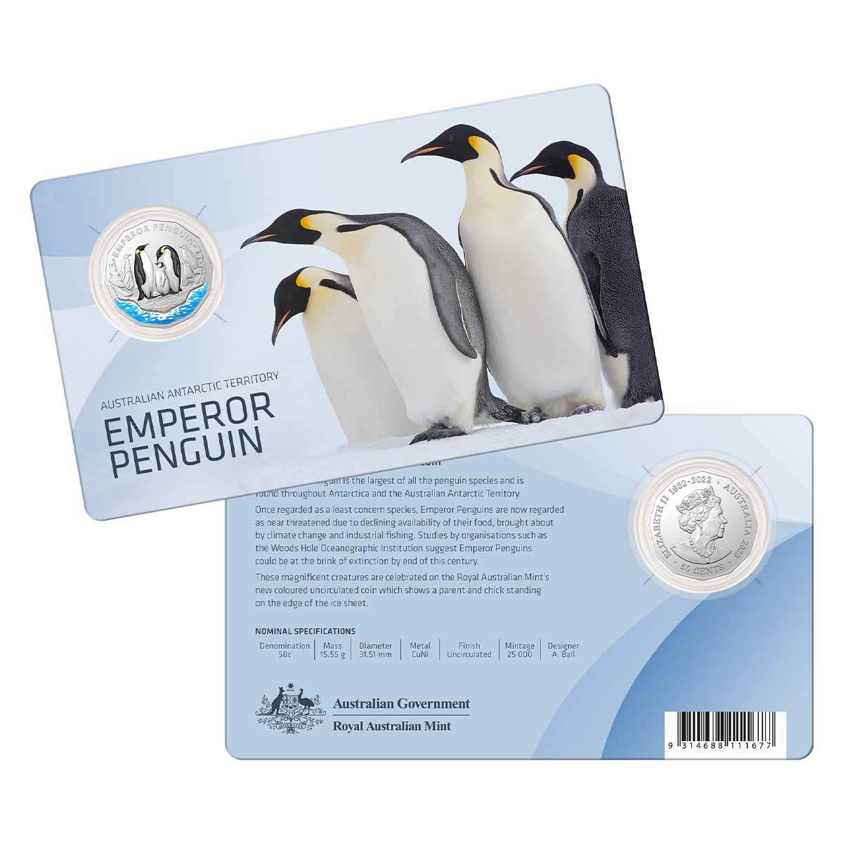 Australian Antarctic Territory - Emperor Penguin 2023 50c Coloured Uncirculated Coin