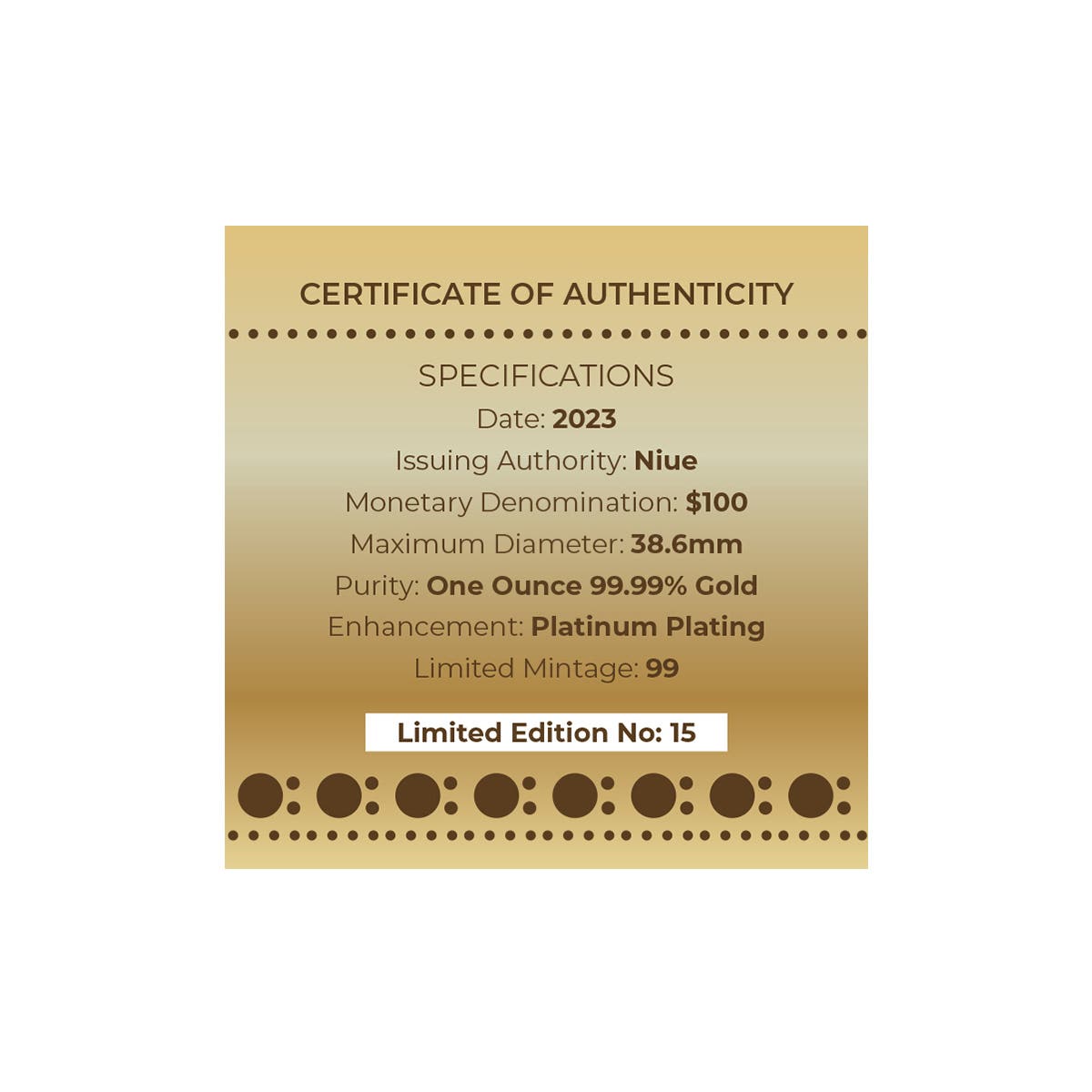 Great Australian Desert 2023 $100 Platinum Plating 1oz Gold Proof Coin