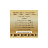 Great Australian Desert 2023 $100 Platinum Plating 1oz Gold Proof Coin