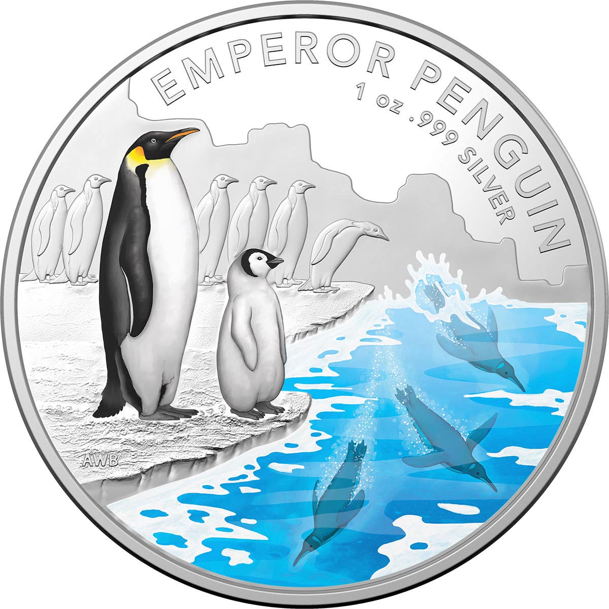 Emperor Penguin 2023 $5 1oz Coloured Silver Proof Coin