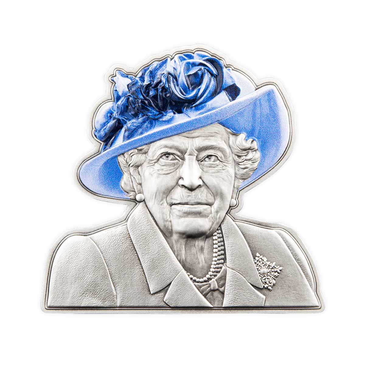 Queen Elizabeth II 2022 $5 Blue Crown 5oz Silver Antique Coin
