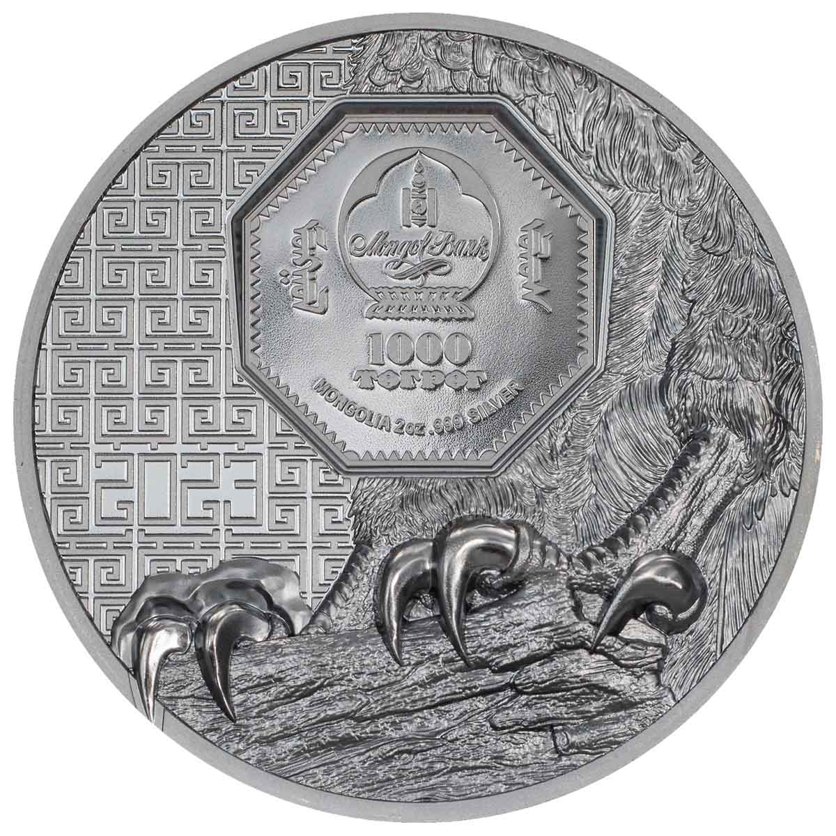 Wild Mongolia 2023 1,000T Falcon Ultra High Relief 2oz Silver