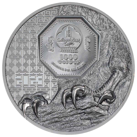 Wild Mongolia 2023 1,000T Falcon Ultra High Relief 2oz Silver Black Proof Coin