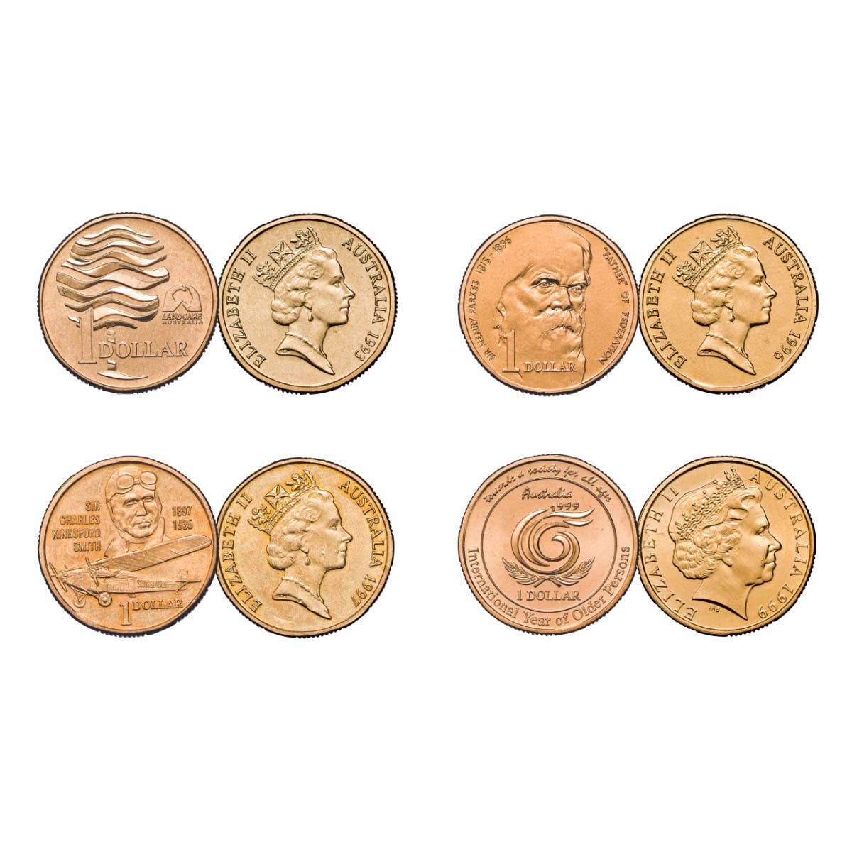 1993, 1996, 1997 & 1999 $1 Specimen 4-Coin Set