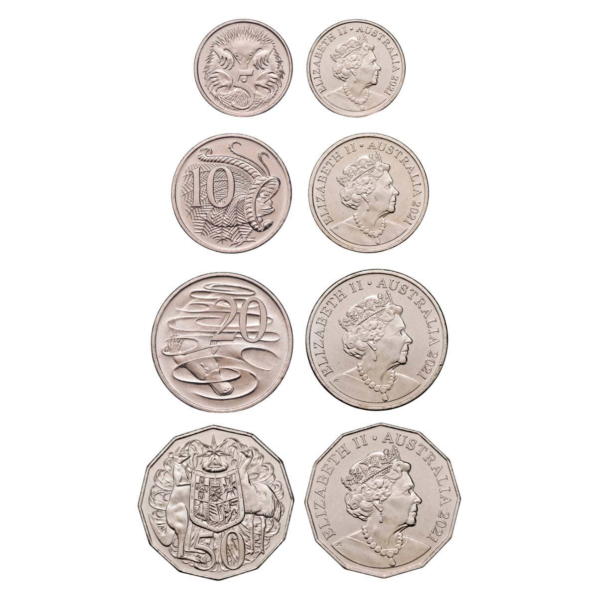 2021 5c, 10c, 20c & 50c Specimen 4-Coin Set