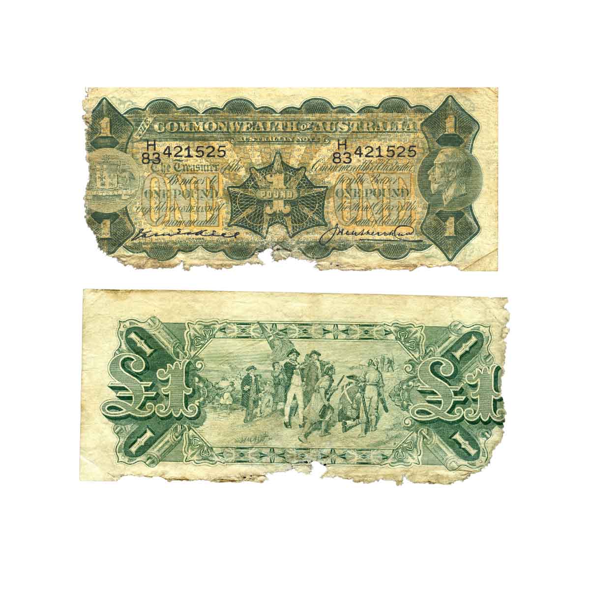 Australia George V 1927 £1 R25 Kell/Heathershaw Fair-Fine with faults Banknote