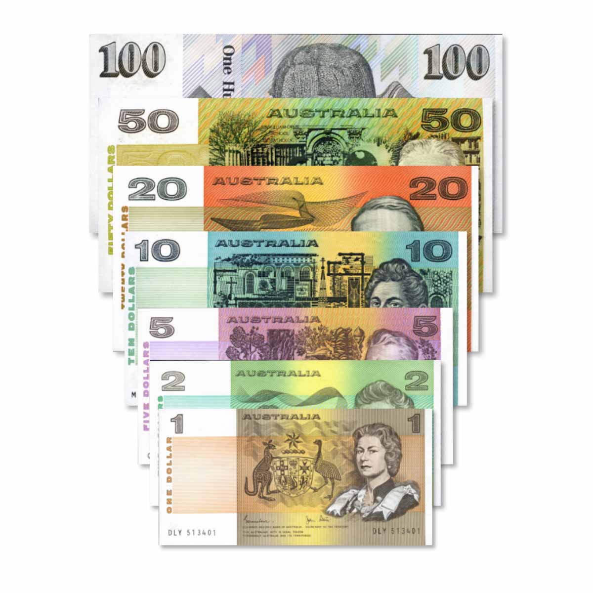 1982-93 Complete Last Decimal Paper Banknotes Uncirculated Set of Seven