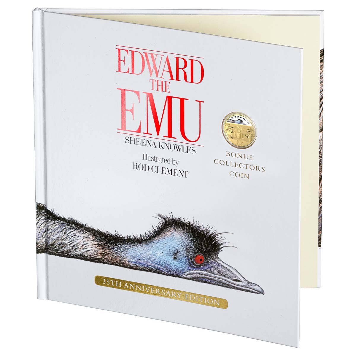 Edward the Emu 35th Anniversary 2023 20c Colour Gold-plated Uncirculated Coin & Deluxe Edition Book