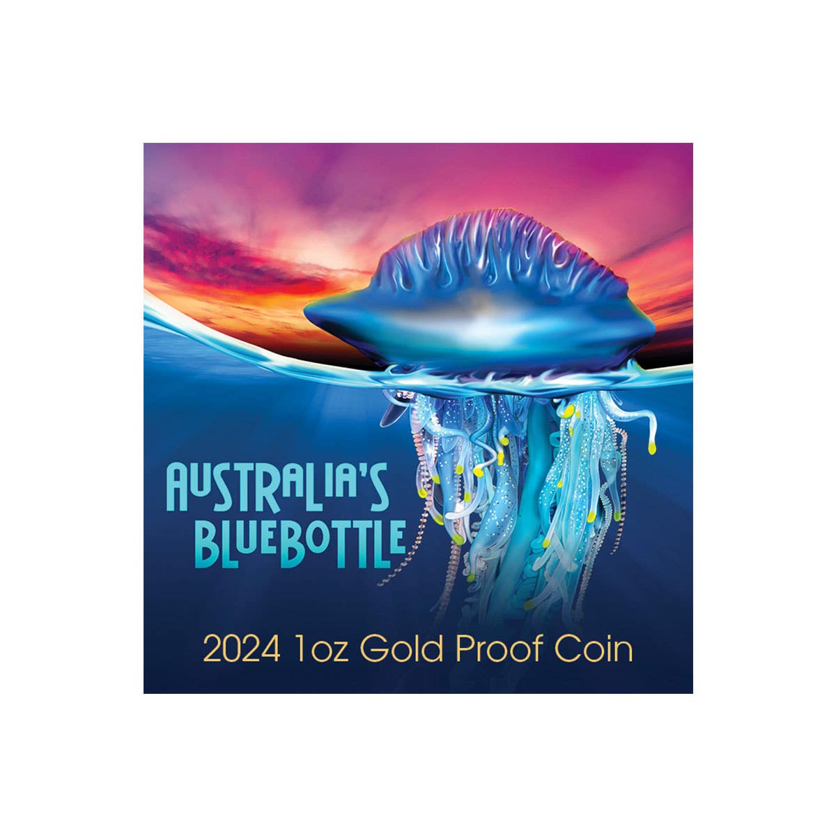 Deadly & Dangerous 2024 $100 Bluebottle Jellyfish 1oz Gold Proof Coin
