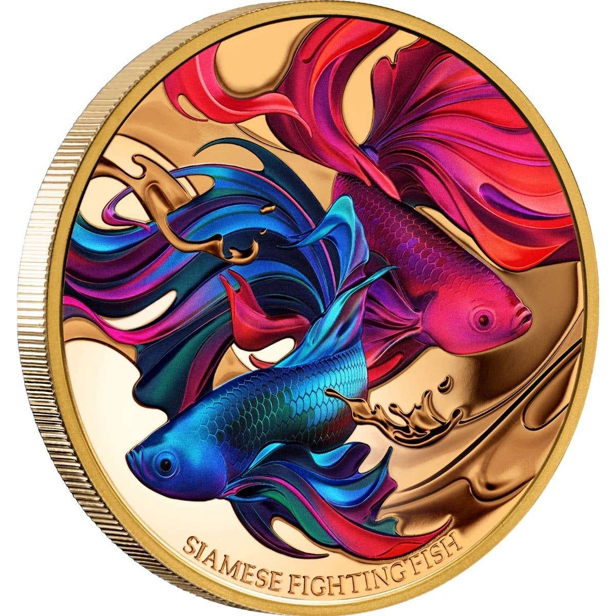 Siamese Fighting Fish 2024 $100 1oz Gold Proof Coin