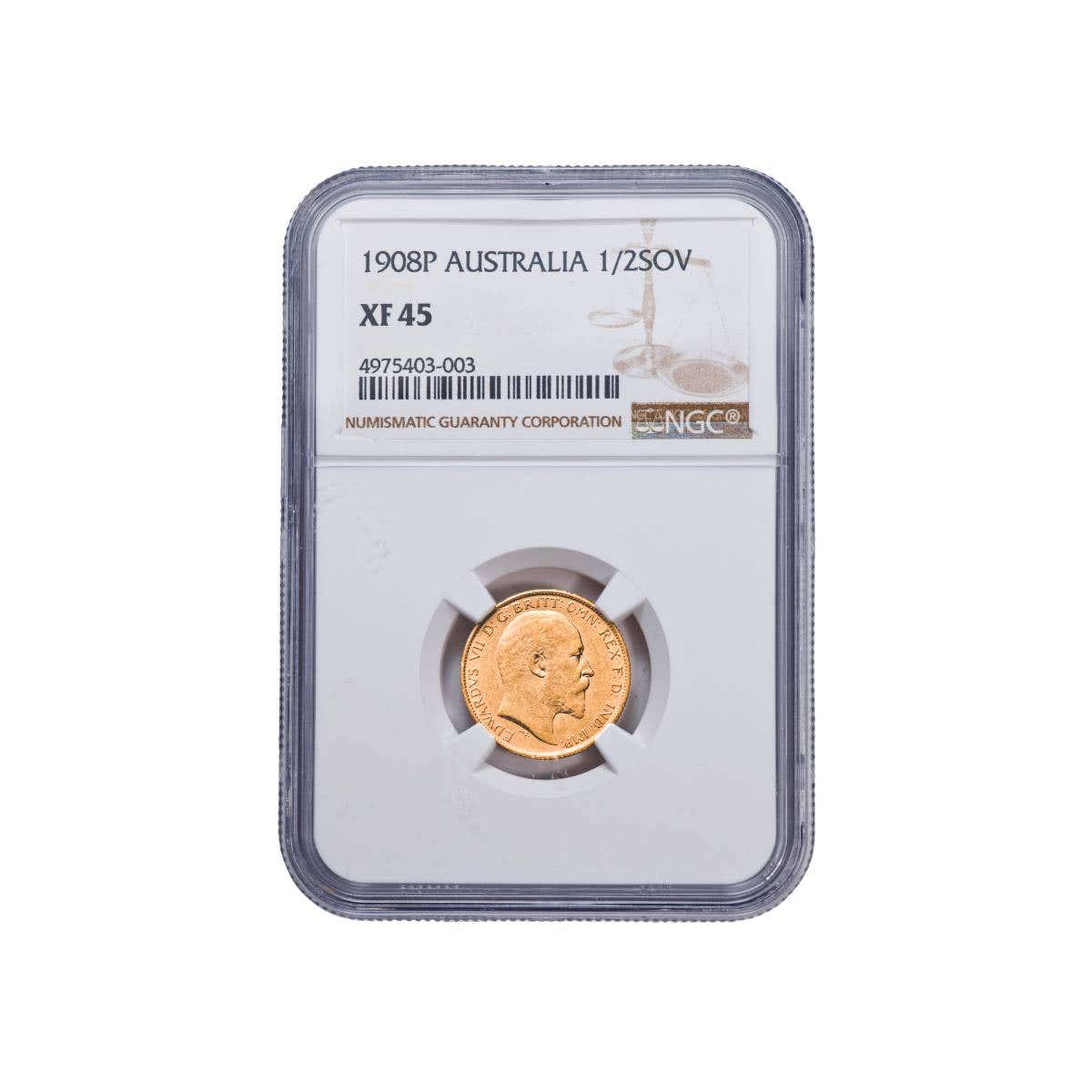 1908 Perth Edward VII Gold Half Sovereign NGC XF45