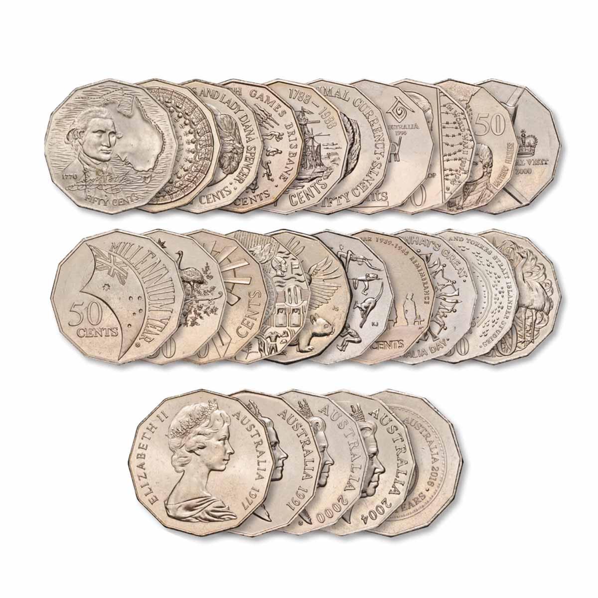 1970-2016 50c Commemorative 20-Coin Set about Uncirculated-Uncirculated