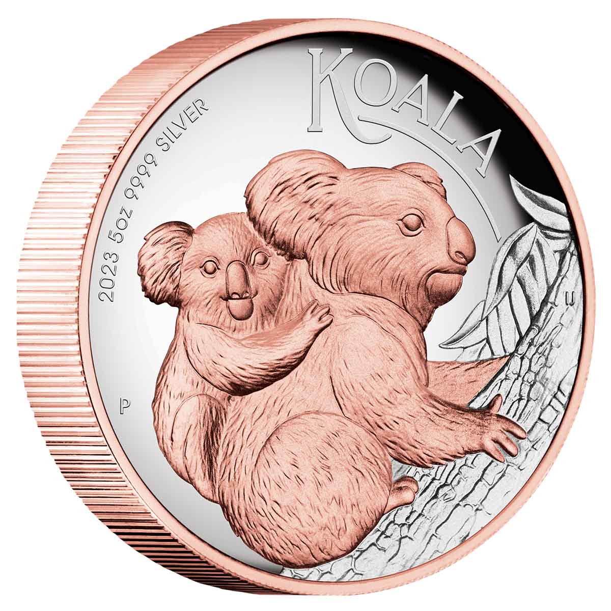 Australian Koala 2023 $8 Rose Gold-plated 5oz Silver Coin