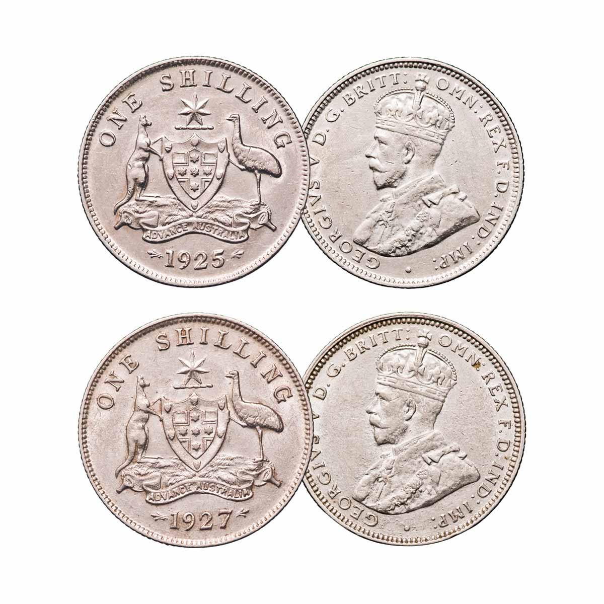 1925 & 1927 Shilling Pair Extremely Fine