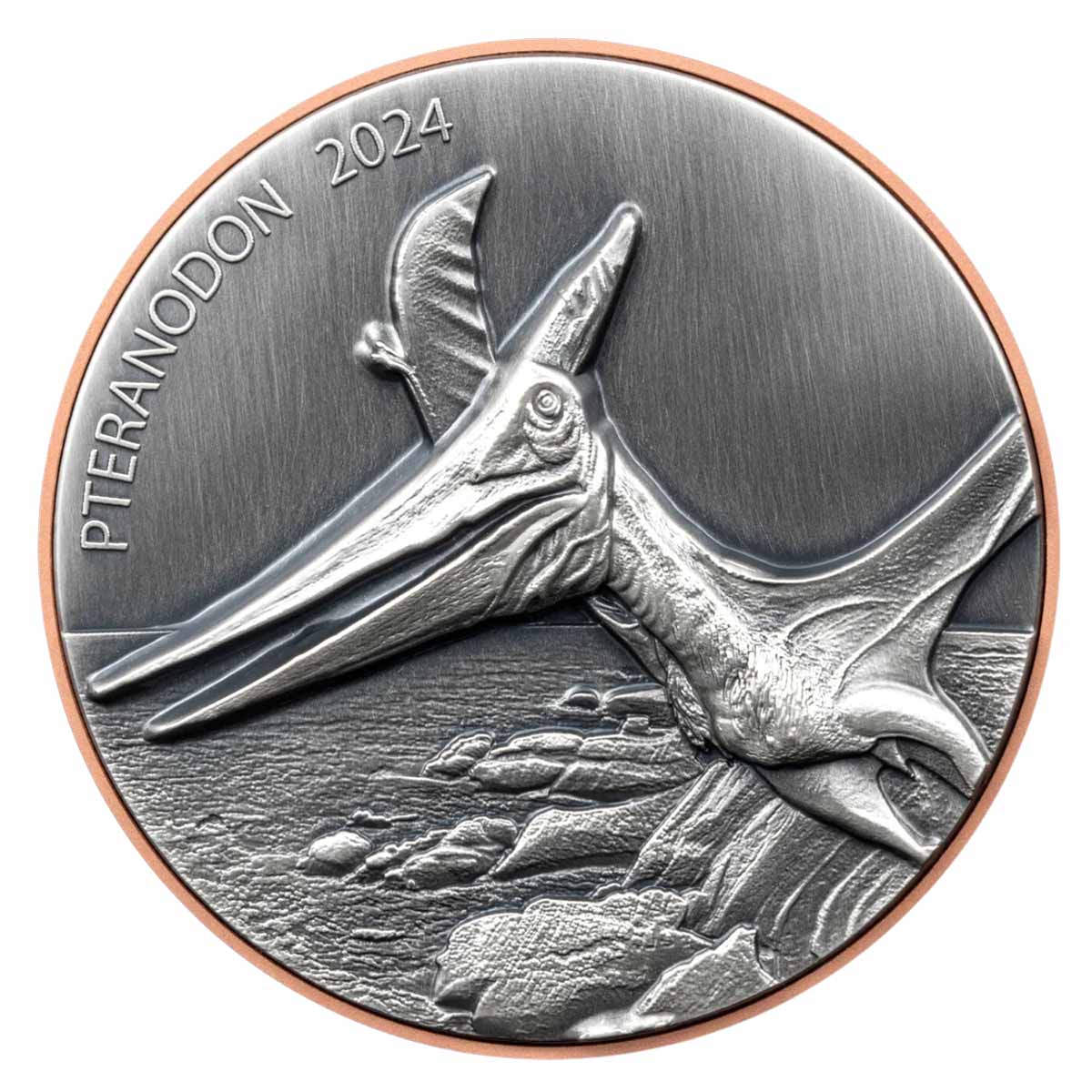 Pteranodon 2023 10 Vatu Silver & Copper Bimetal Antique Coin