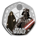 Star Wars Darth Vader and Emperor Palpatine 2023 50p Silver Proof Colour Coin