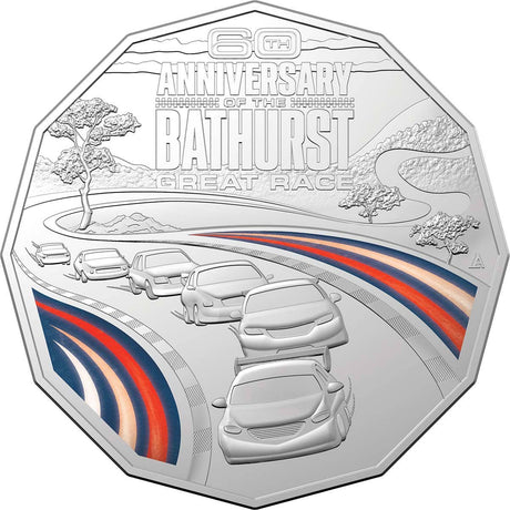 Bathurst 1000 2023 50c 60th Anniversary Colour Cu-Ni Uncirculated Coin