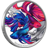 Siamese Fighting Fish 2024 $1 1oz Silver Proof Coin