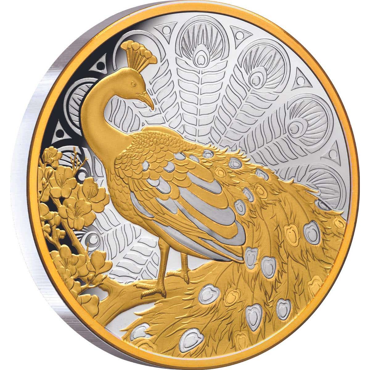 Peacock 2024 $1 Gold-plated 1oz Silver Proof Coin
