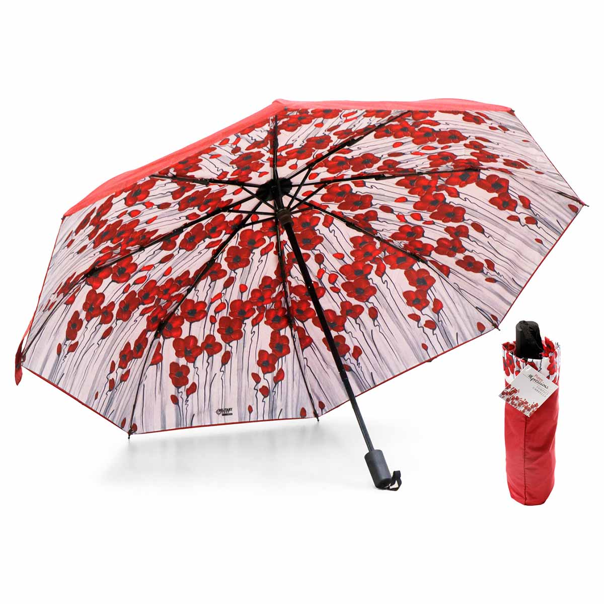 Poppy Mpressions Fields of Poppies Compact Umbrella