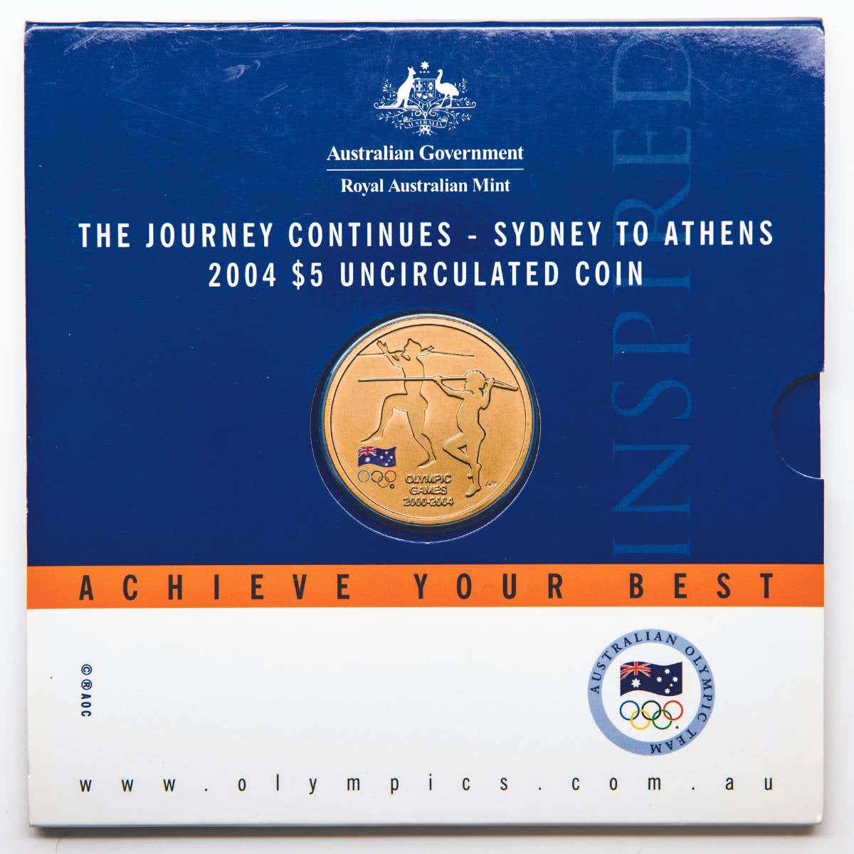 2004 $5 Sydney to Athens Al-Br Uncirculated Coin