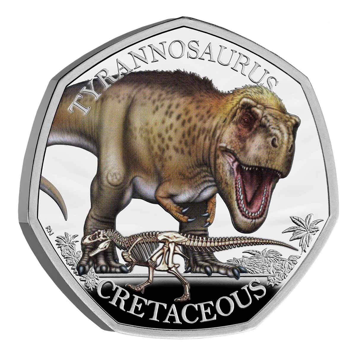 Tyrannosaurus Rex 2024 50p Silver Proof Colour Coin