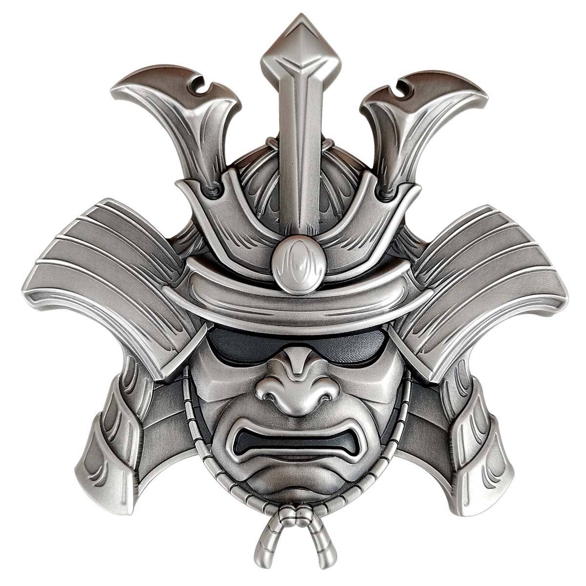 Samurai Helmet Shaped 2024 $10 10oz Silver Antique Coin