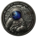Moon Landing 55th Anniversary 2024 $5 Ultra High Relief 1oz Silver Black Proof Coin