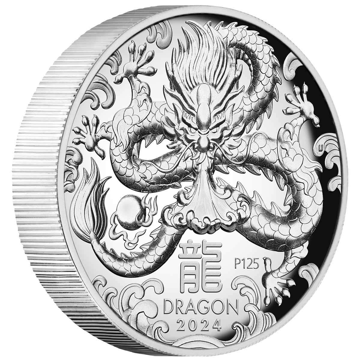 Year of the Dragon 2024 $1 1oz Silver Proof High Relief Coin
