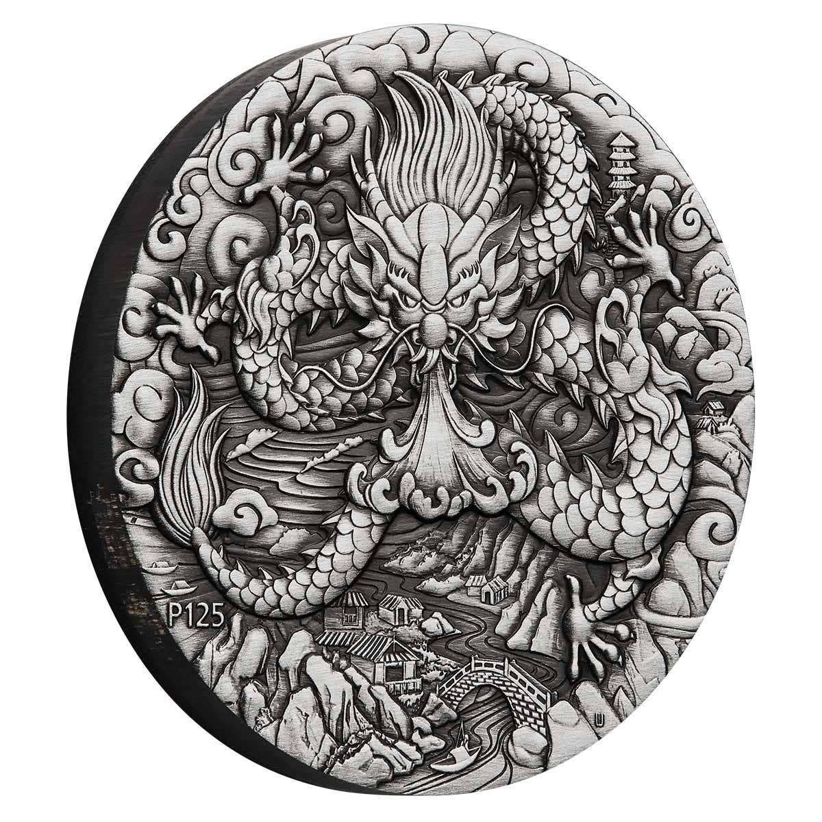 Year of the Dragon 2024 $2 2oz Silver Antiqued Coin