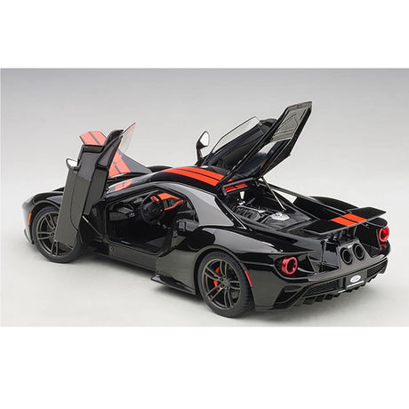 FORD GT 2017 (SHADOW BLACK/ORANGE STRIPES) - 1:18 Scale Composite Model Car