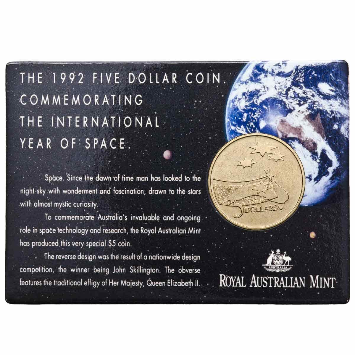 International Year of Space 1992 $5 Al-Br Uncirculated Coin