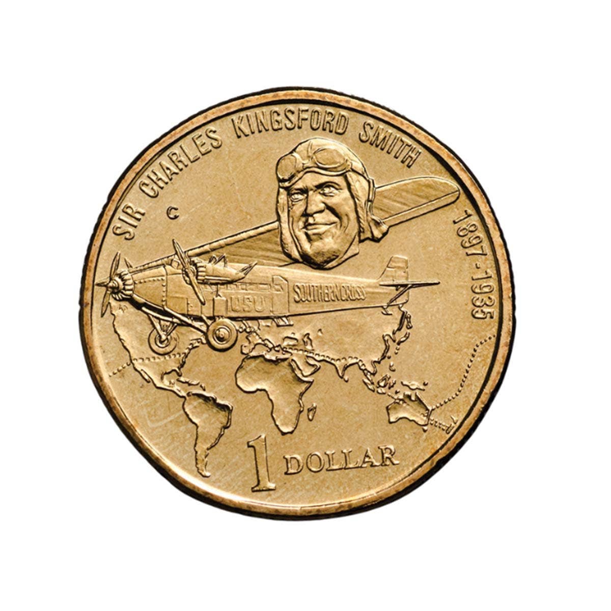 Kingsford Smith 1997 $1 C Mintmark Uncirculated Coin