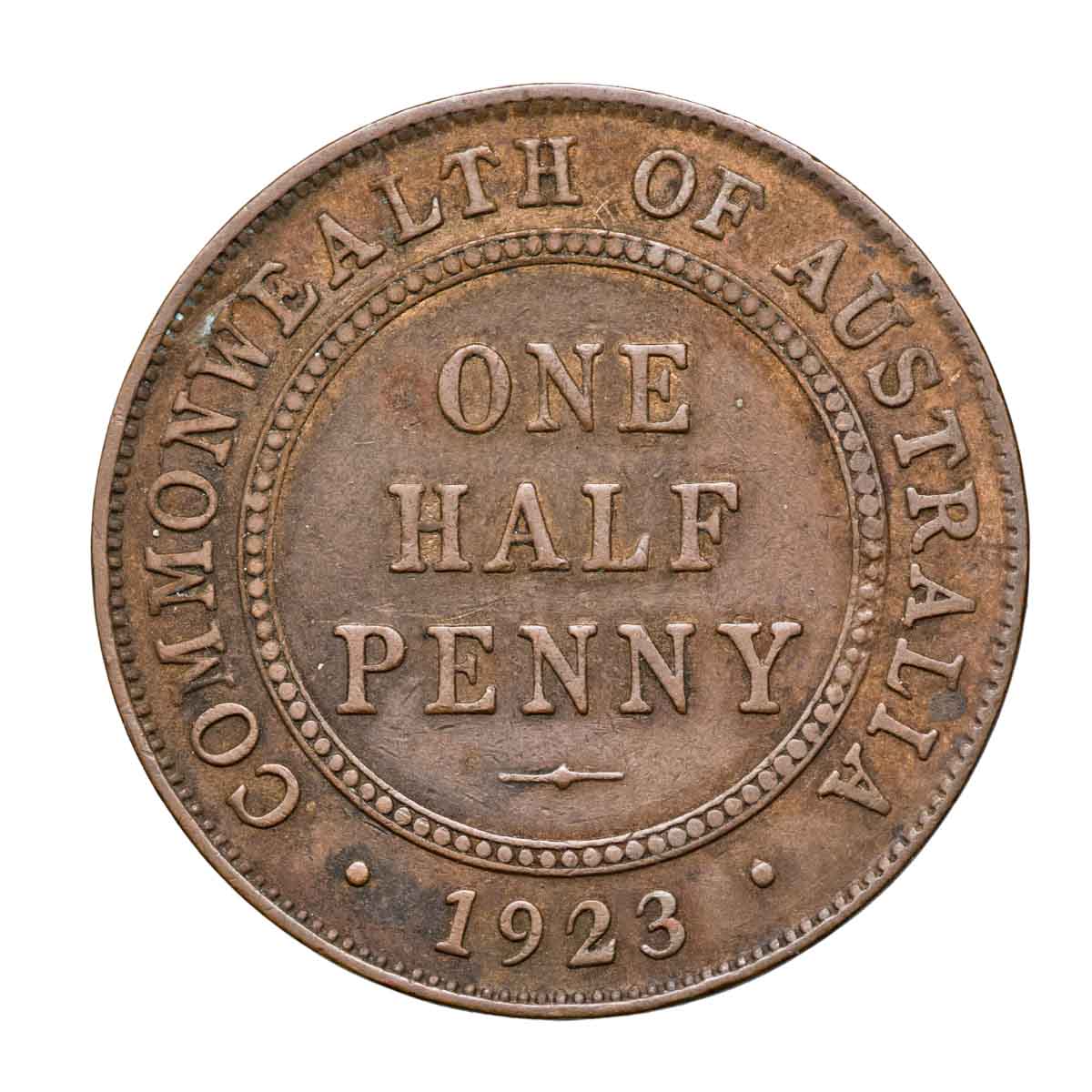 1923 Halfpenny about Very Fine