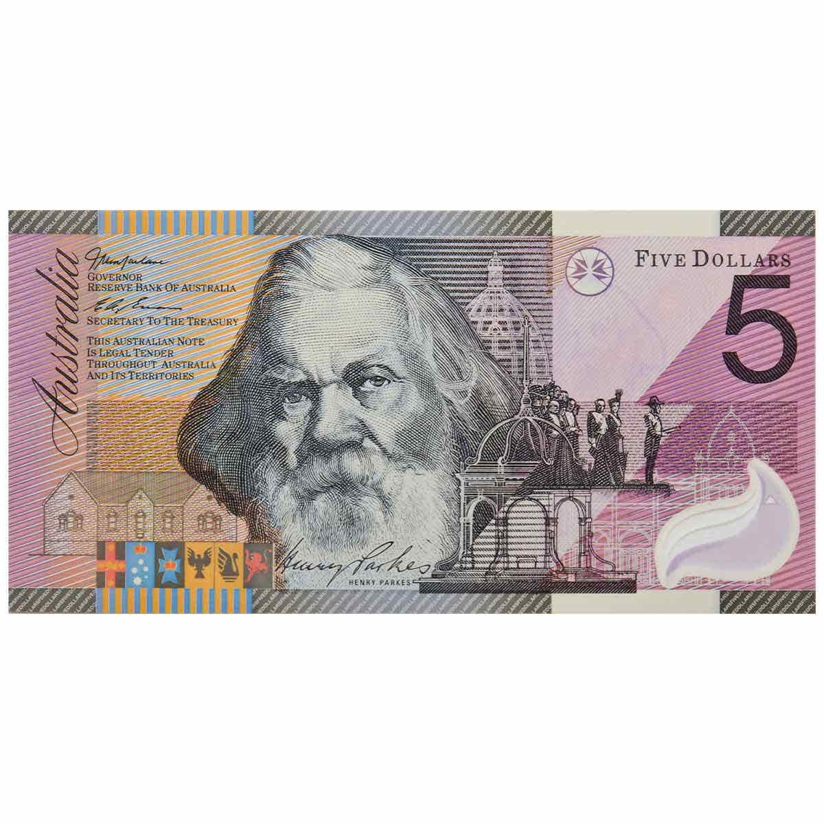 2001 $5 R219L Federation JD01 Last Prefix Uncirculated