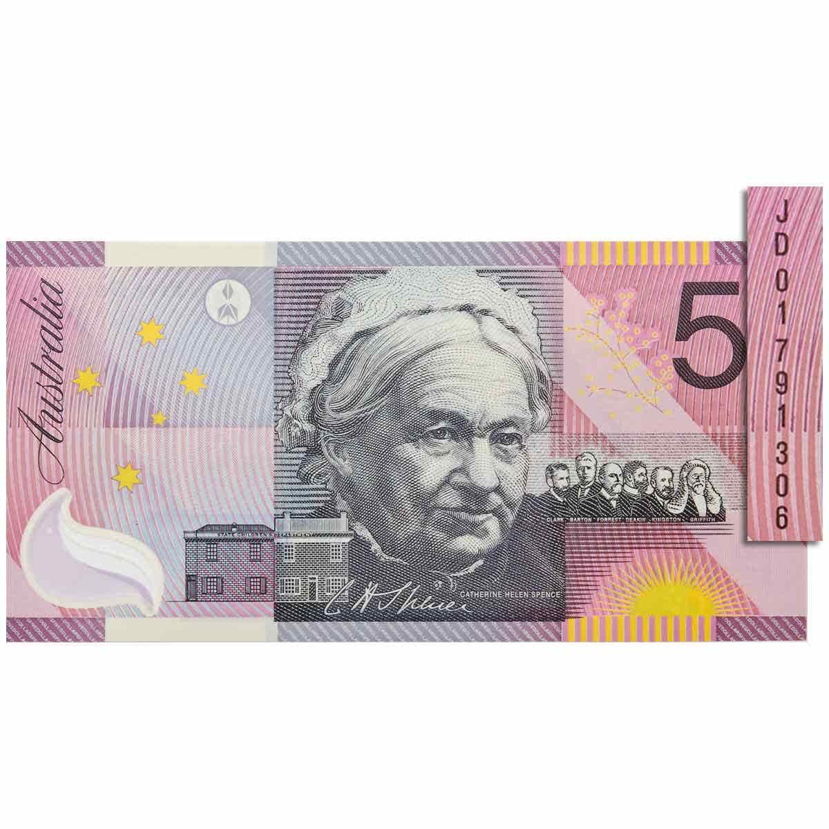 2001 $5 R219L Federation JD01 Last Prefix Uncirculated