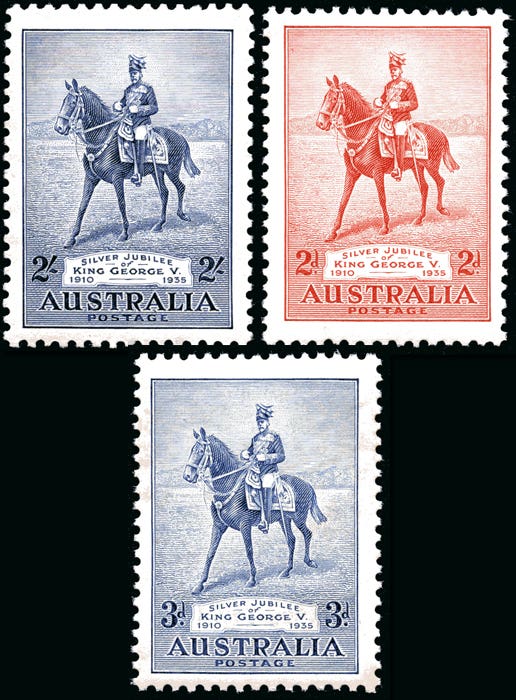 1935 Jubilee Stamp Trio MUH