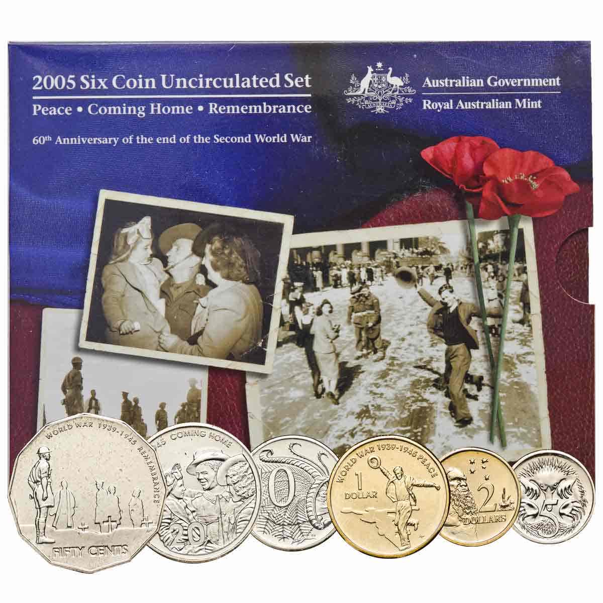 Australia End of WWII 60th Anniversary 2005 6-Coin Mint Set