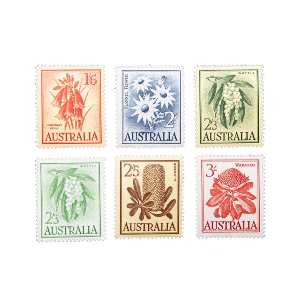1958-64 Native Flowers 6-Stamp Set Mint Unhinged
