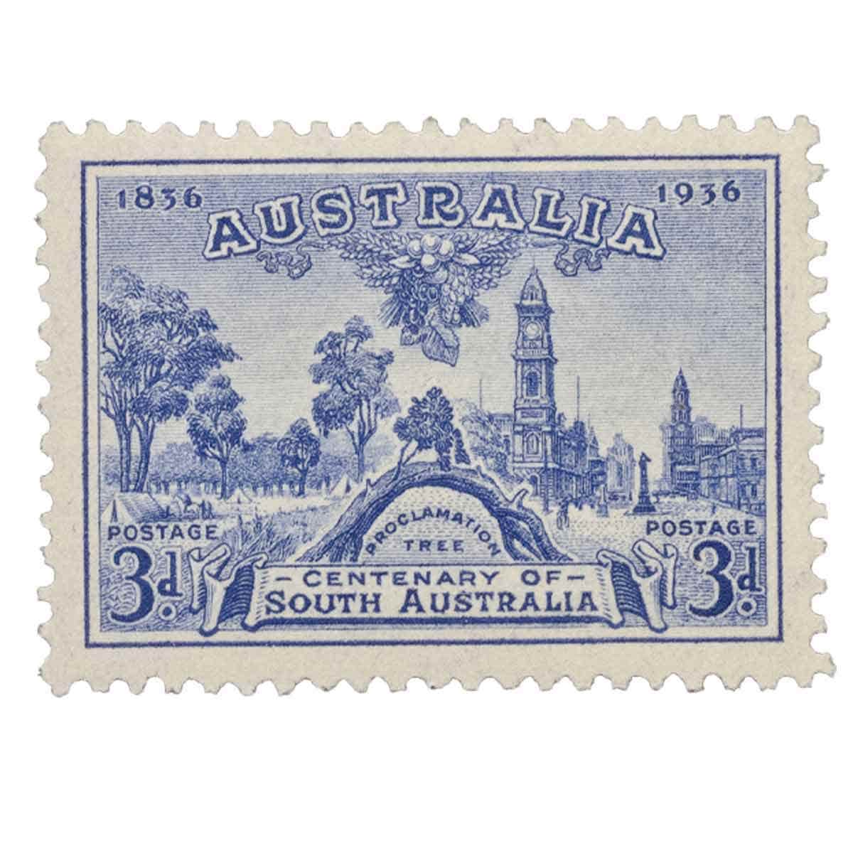 1936 2d, 3d & 1/- South Australia Centenary Trio Mint Unhinged